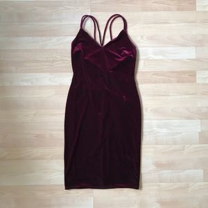 Red/burgundy velvet dress from Lulus